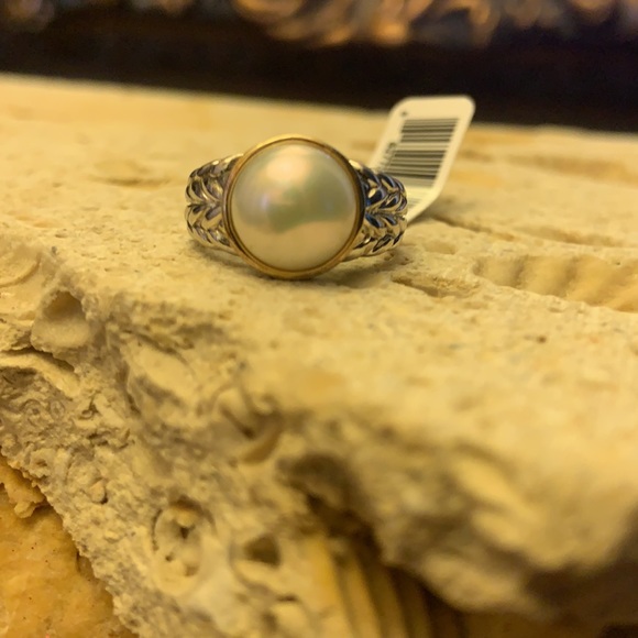 Cultured Pearl Set In Sterling Silver & 14k Gold